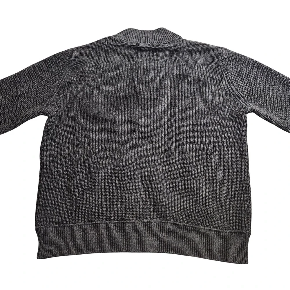 Eddie Bauer Full Zip Cardigan Mens Large‎ Gray Ribbed Knit Dark Academia Grandpa - Picture 3 of 9